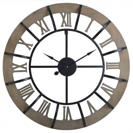 WOOD/METAL WALL CLOCK BLACK/NATURAL