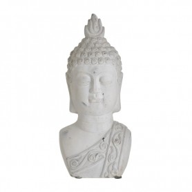 BUDDHA CEMENT BUST ANTIQUE WHITE