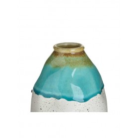 CERAMIC VASE ANTIQUE WHITE/TURQUOISE