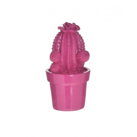 RESIN PLANT IN POT CACTUS FUCHSIA D12X21