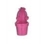 RESIN PLANT IN POT CACTUS FUCHSIA D12X21