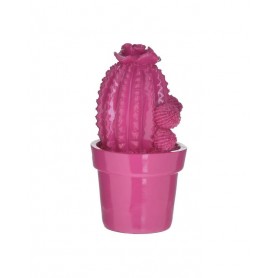 RESIN PLANT IN POT CACTUS FUCHSIA D12X21