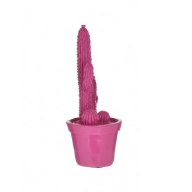 RESIN PLANT IN POT CACTUS FUCHSIA