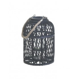 WOODEN/ROPE LANTERN BLACK/NATURAL