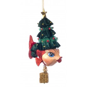 SANTA EXOR.XMAS TREE FISH ORN ASS/2 15CM