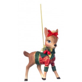 WOODL.XMAS BAMBI W/SWEATER ORN ASS/2