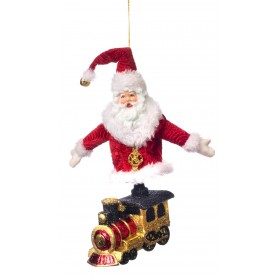 FABR.SANTA/ELF ON TRAIN ORN ASS/2 18CM