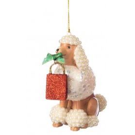 XMAS SHOPPING POODLE ORN ASS/2 11CM