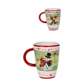 CER.XMAS SANTA/SNOWM.MUG ASS/2 12CM