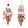 ICE CREAM CONE ORN ASS/2 MULTI 13CM