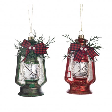 GLSS XMAS OIL LAMP ORN W/BOW ASS/2 5,5CM