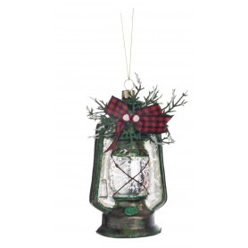 GLSS XMAS OIL LAMP ORN W/BOW ASS/2 5,5CM