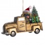 SIS.XMAS TREE/DOG IN TRUCK ORN 13CM