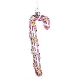 GLSS SPRINKL.CANDY CANE ORN ASS/2 15CM