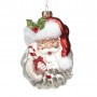 GLSS SANTA HEAD W/CANDY CANE ORN 13,5CM