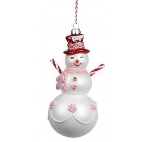 GLSS CANDY SNOWMAN ORN ASS/2 15CM