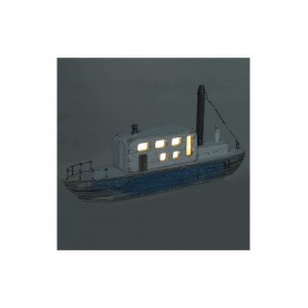 WOODEN BOAT W/LIGHT BLUE/WHITE