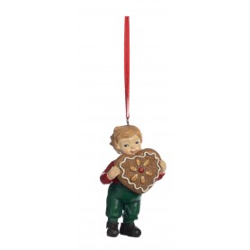 XMAS KID W/GINGERBREAD ORN ASS/3 9,5CM