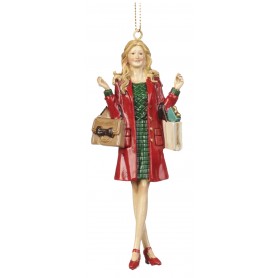 XMAS LADY W/SHOPPING BAGS ASS/2 11,5CM