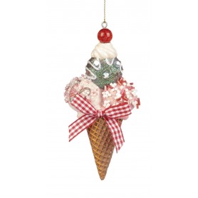 ICE CREAM CONE ORN ASS/2 MULTI 13CM