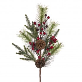 BERRY/PINE/PINEC.STEM GRN/RD/BRWN 63,5CM