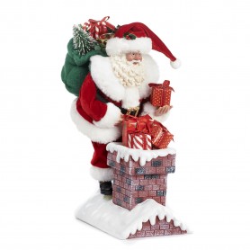 +FABR SANTA/CHIMNEY SCENE TT RED/WH 28CM