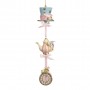 CANDY HAT/TEAPOT/CLOCK DANGLE ORN PNK/BL