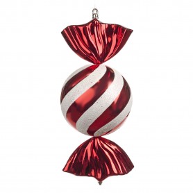 SWIRL DISPLAY CANDY ORN RD/WH 41CM