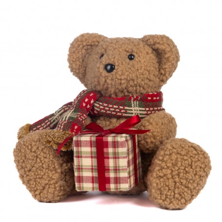 FABR SITTING BEAR W/GIFT