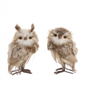 FURRY OWL ASS/2 TT BRWN/CRM 19CM