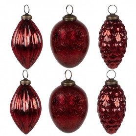 SET 6 DI PALLINE DI NATALE ROSSO D5X10